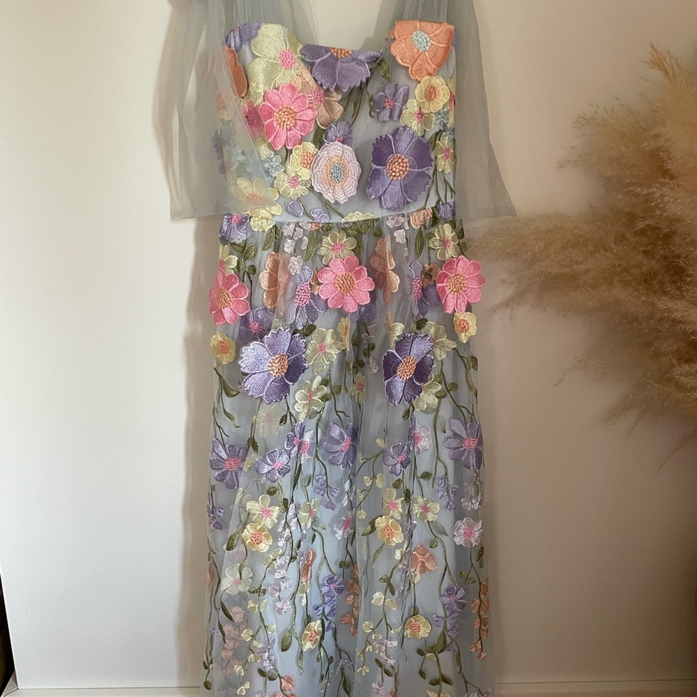 VICI 3D Floral Embroidered Mesh Dress